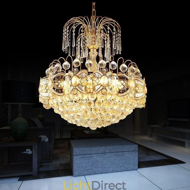 Elegante kristallen kroonluchter klassieke gouden hanglamp