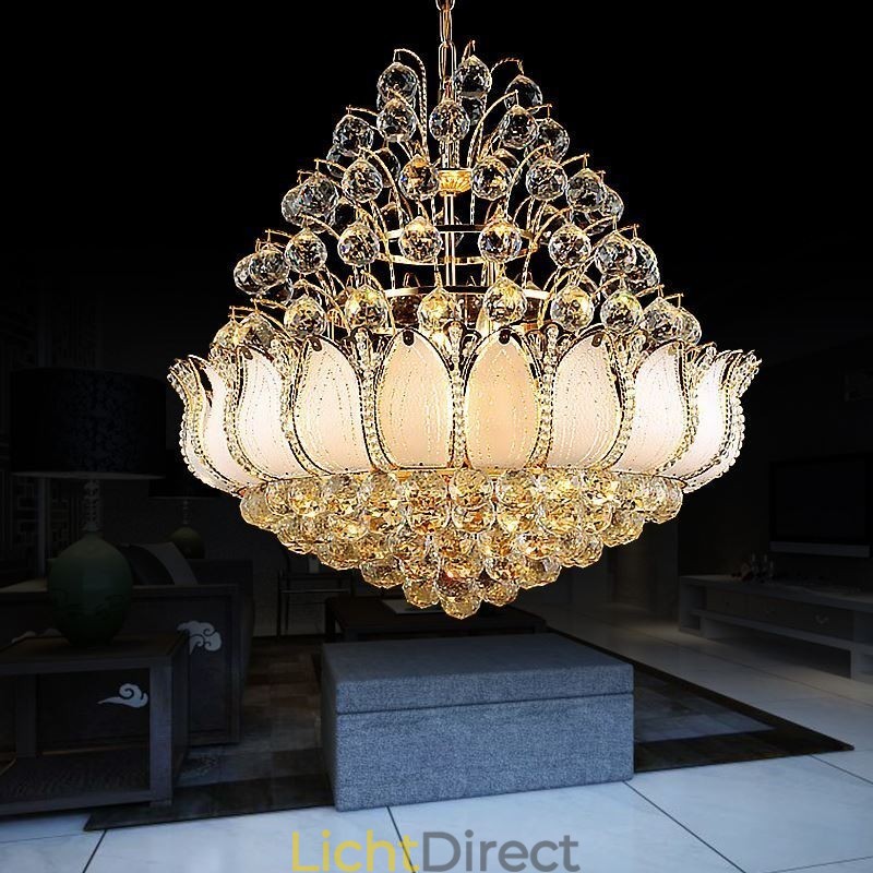 Hedendaagse kristallen Empire kroonluchter goudkleurige hanglamp Lotus