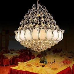 Hedendaagse kristallen Empire kroonluchter goudkleurige hanglamp Lotus