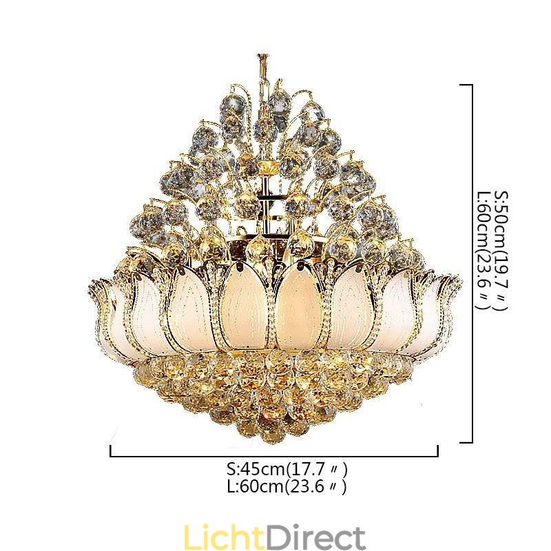 Hedendaagse kristallen Empire kroonluchter goudkleurige hanglamp Lotus