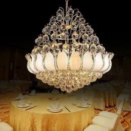 Hedendaagse kristallen Empire kroonluchter goudkleurige hanglamp Lotus