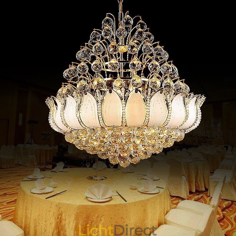 Hedendaagse kristallen Empire kroonluchter goudkleurige hanglamp Lotus