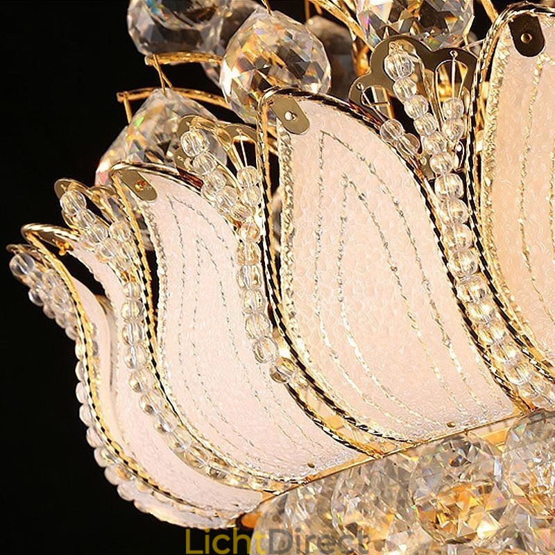 Hedendaagse kristallen Empire kroonluchter goudkleurige hanglamp Lotus