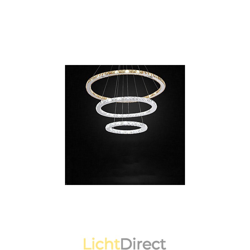 Hanglampen Amber en Helder K9 Kristallen Kroonluchter Verlichting met 3 Ringen