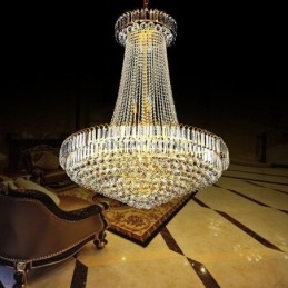 Elegante kristallen kroonluchter Europese hanglamp Lange hangende kroonluchter Duplex trap