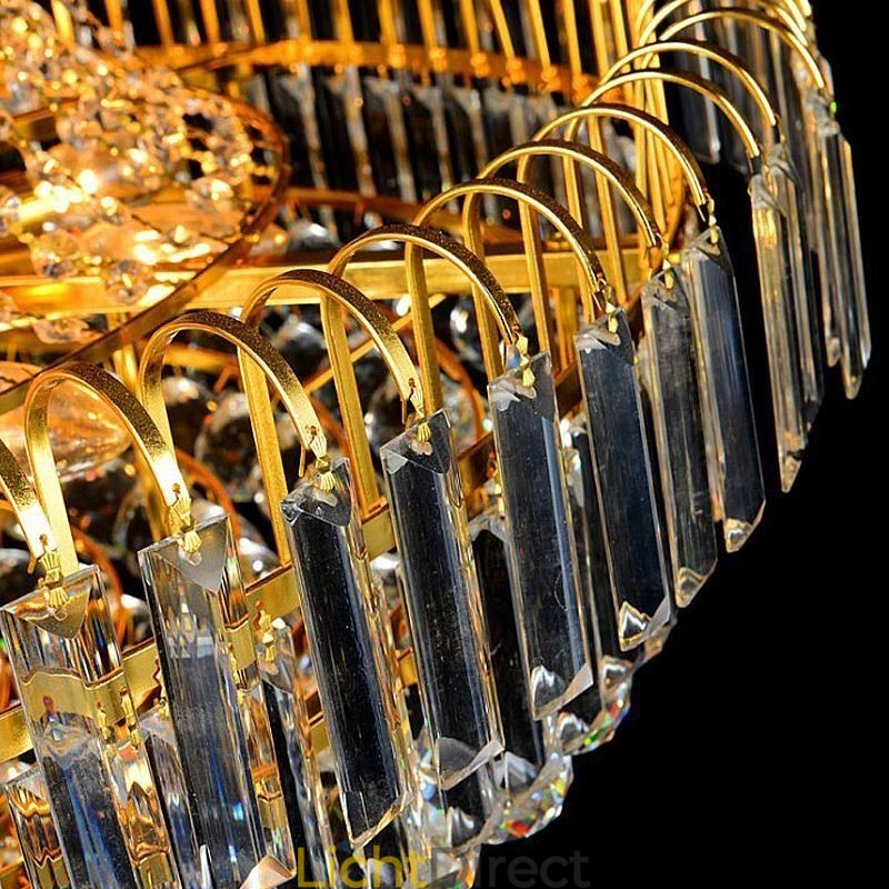 Elegante kristallen kroonluchter Europese hanglamp Lange hangende kroonluchter Duplex trap