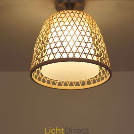Bamboe Semi Flush Mount Creatieve Ronde Plafondlamp Vestibule Verlichting Bamboe Semi Flush Mount Creatieve Ronde Plafondlamp Vestibule Verlichting