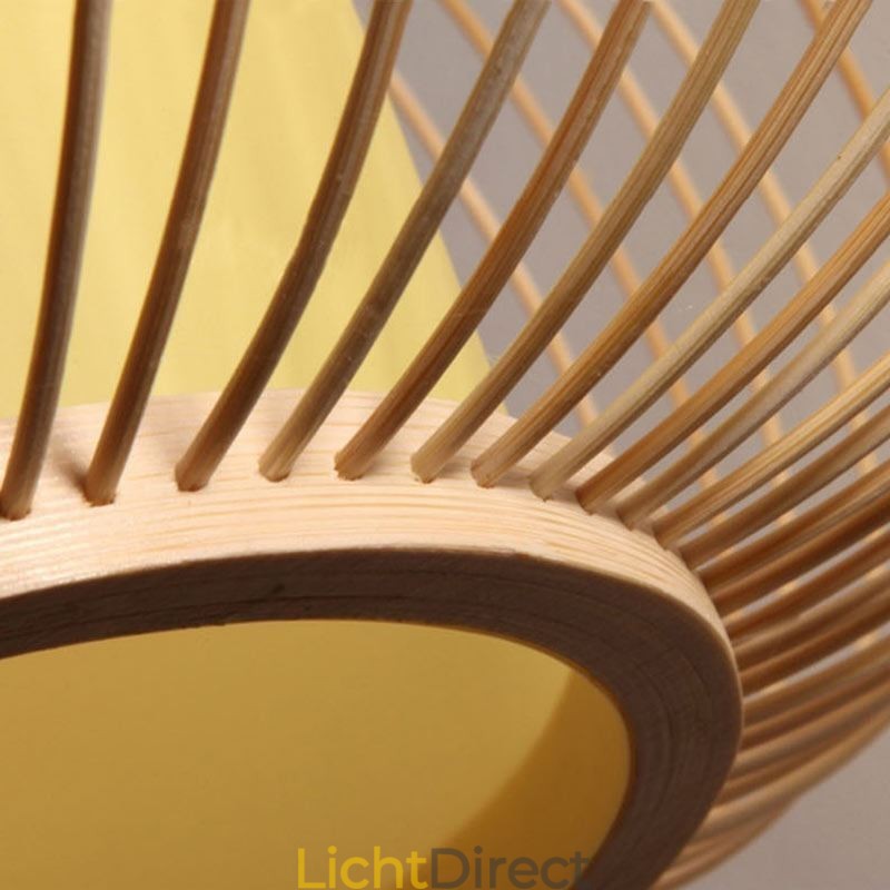 Unieke semi-flush mount creatieve ronde bamboe plafondlamp veranda verlichting