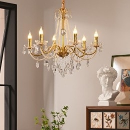Amerikaanse kristallen hanglamp, landelijke stijl, creatieve ijzeren kunstplafondlamp