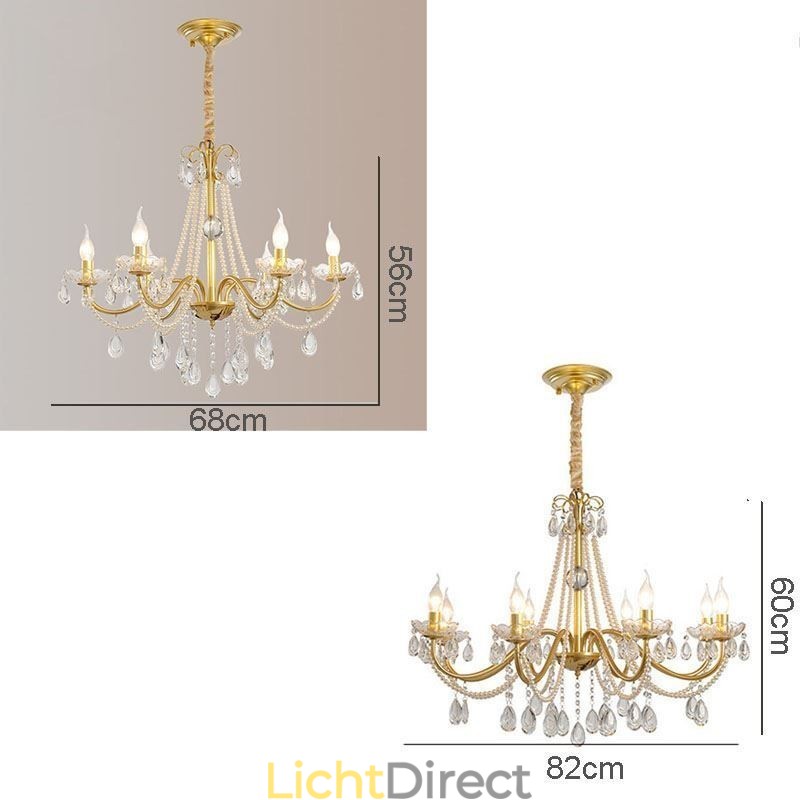 Amerikaanse kristallen hanglamp, landelijke stijl, creatieve ijzeren kunstplafondlamp