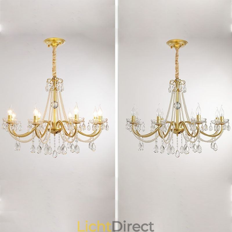 Amerikaanse kristallen hanglamp, landelijke stijl, creatieve ijzeren kunstplafondlamp