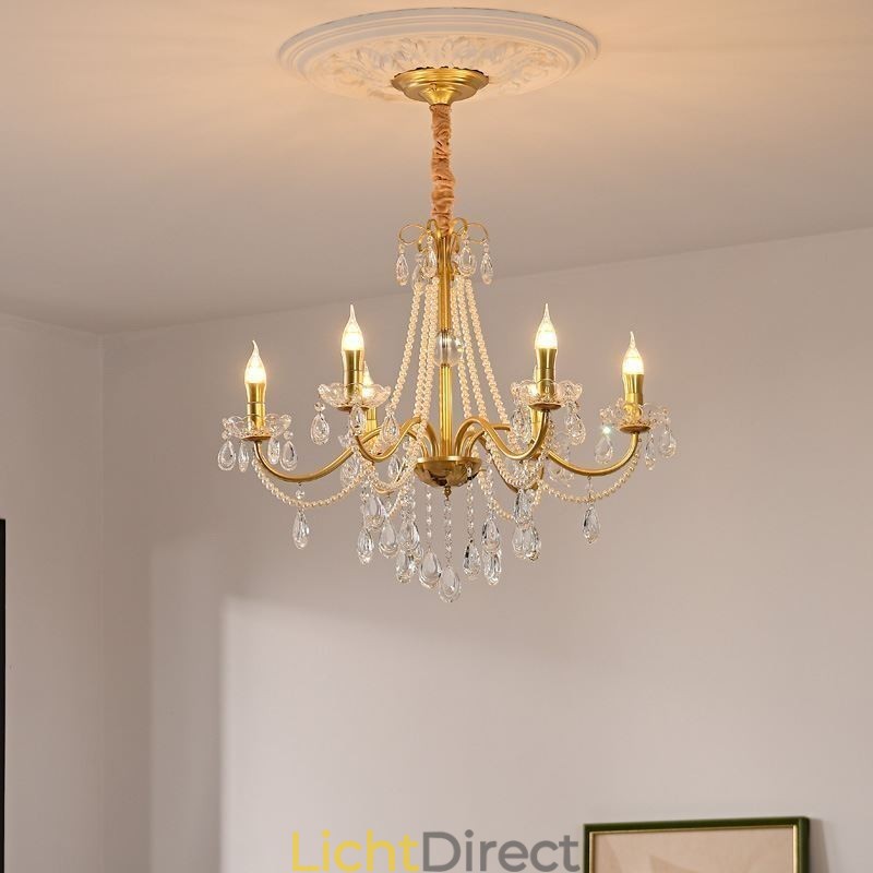 Amerikaanse kristallen hanglamp, landelijke stijl, creatieve ijzeren kunstplafondlamp