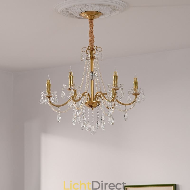 Amerikaanse kristallen hanglamp, landelijke stijl, creatieve ijzeren kunstplafondlamp