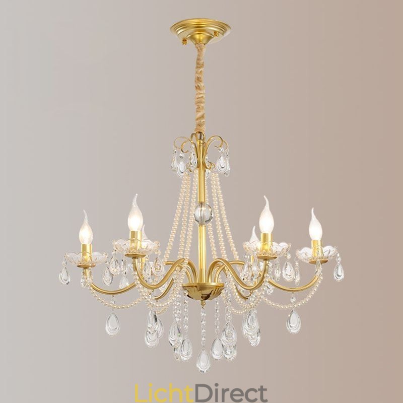 Amerikaanse kristallen hanglamp, landelijke stijl, creatieve ijzeren kunstplafondlamp