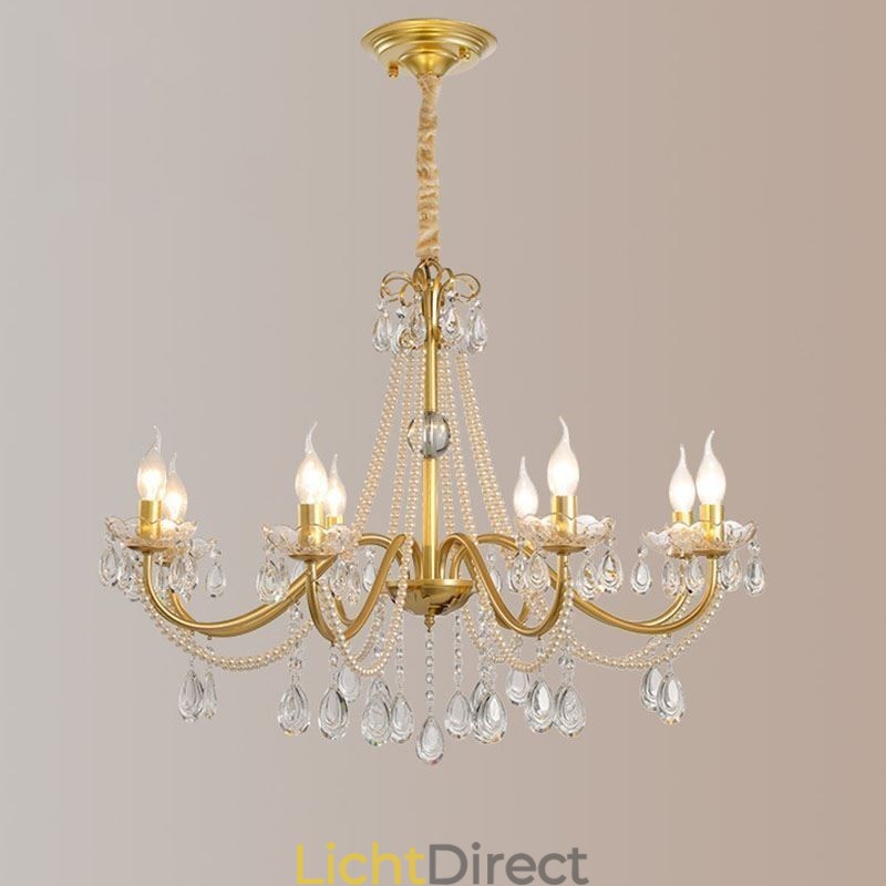 Amerikaanse kristallen hanglamp, landelijke stijl, creatieve ijzeren kunstplafondlamp