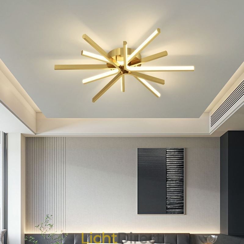 Moderne minimalistische plafondlamp met vuurwerkmotief