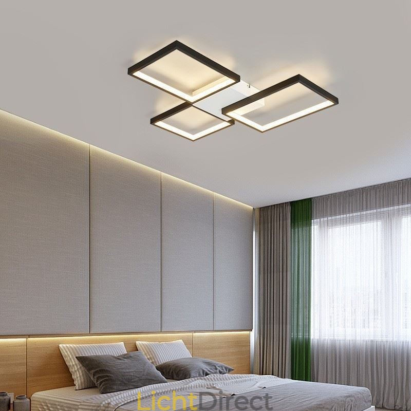 Inbouw minimalistische 3 vierkante plafondlamp traploos dimbaar met afstandsbediening 60W