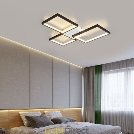 Inbouw minimalistische 3 vierkante plafondlamp traploos dimbaar met afstandsbediening 60W