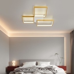 Inbouw minimalistische 3 vierkante plafondlamp traploos dimbaar met afstandsbediening 60W
