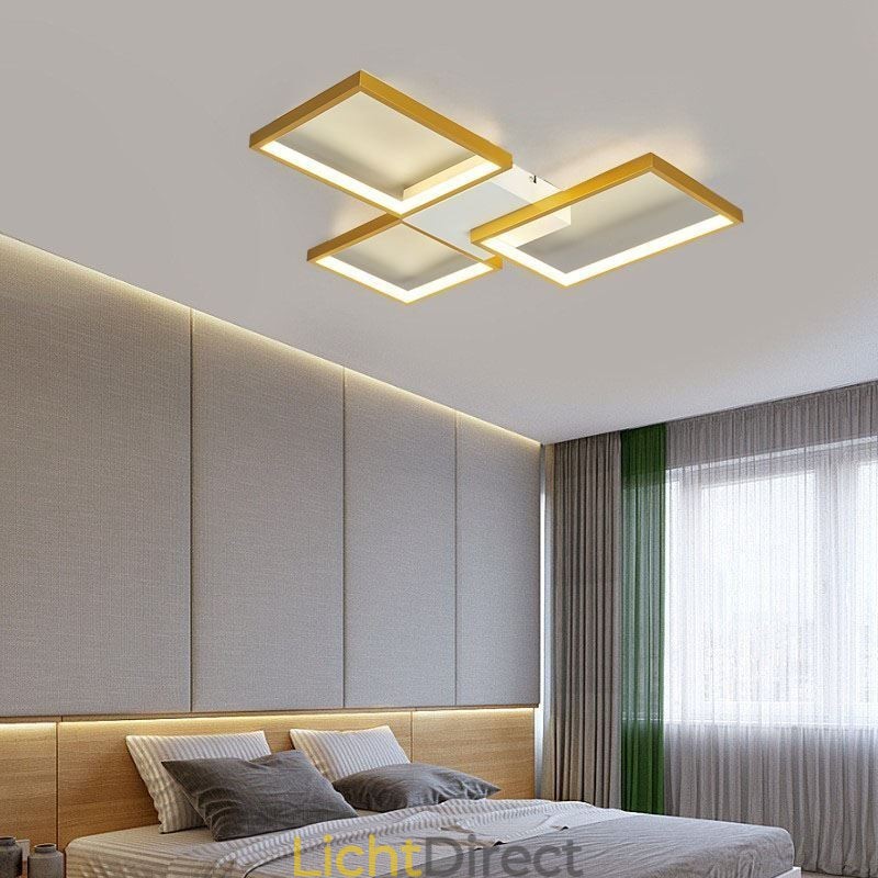 Inbouw minimalistische 3 vierkante plafondlamp traploos dimbaar met afstandsbediening 60W