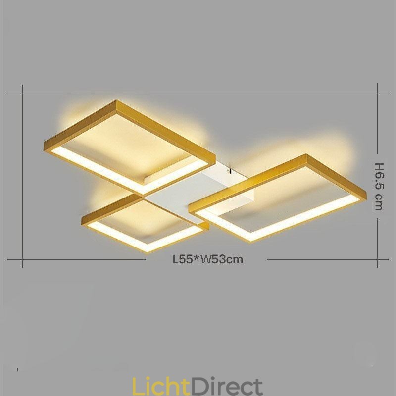 Inbouw minimalistische 3 vierkante plafondlamp traploos dimbaar met afstandsbediening 60W