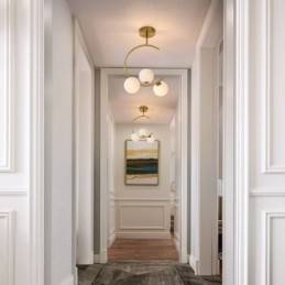 Moderne en eenvoudige plafondlamp met drie koppen van melkwit glas G9 5W