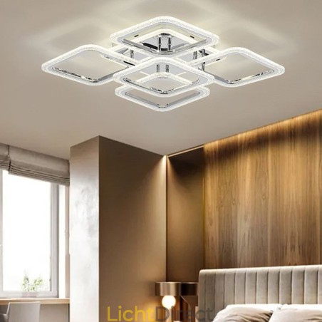 Inbouw chroom acryl vierkante plafondlamp 5 lampen Inbouw chroom acryl vierkante plafondlamp 5 lampen