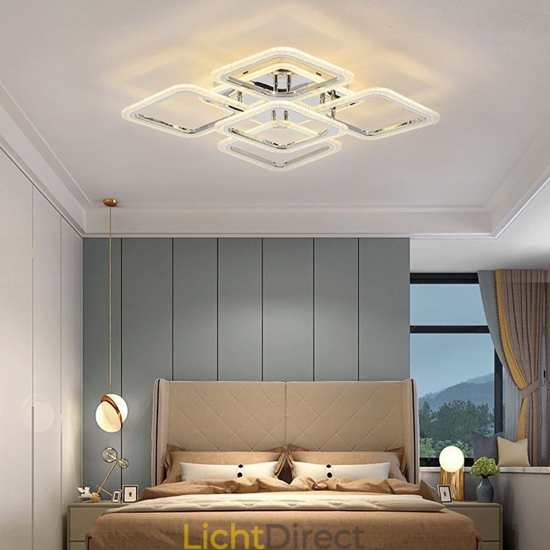 Inbouw chroom acryl vierkante plafondlamp 5 lampen