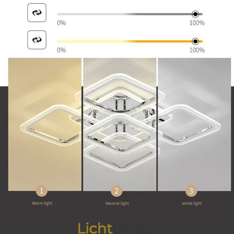 Inbouw chroom acryl vierkante plafondlamp 5 lampen