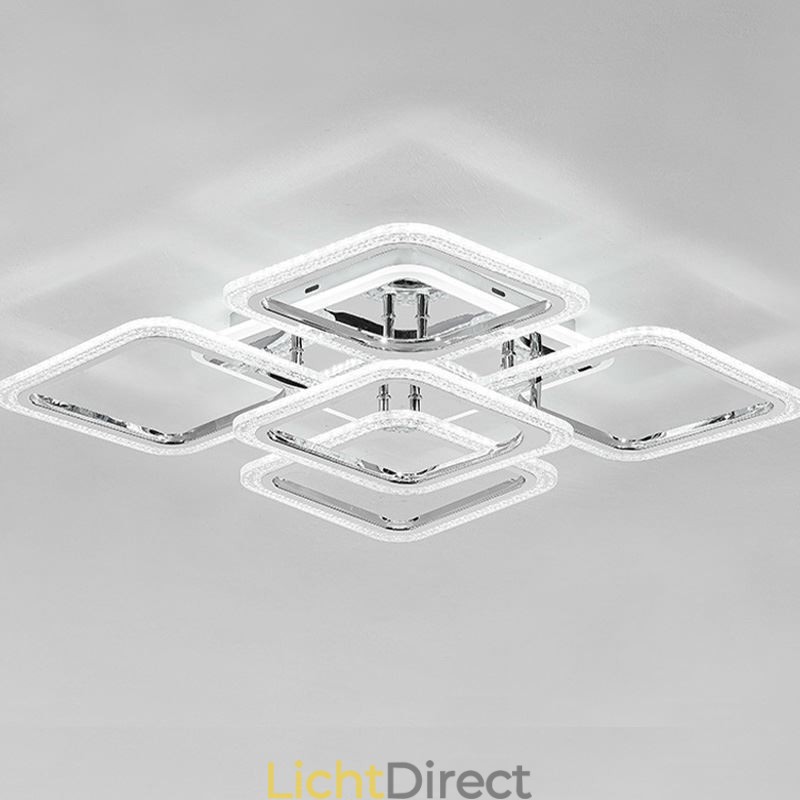 Inbouw chroom acryl vierkante plafondlamp 5 lampen