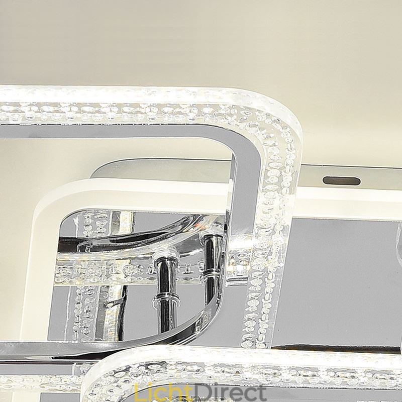 Inbouw chroom acryl vierkante plafondlamp 5 lampen