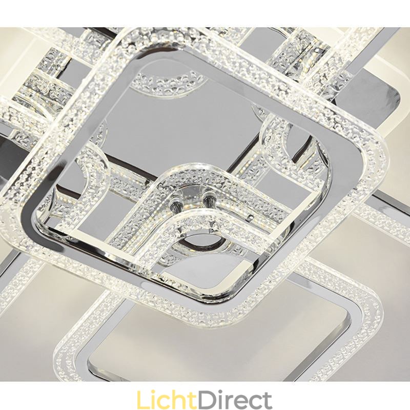 Inbouw chroom acryl vierkante plafondlamp 5 lampen