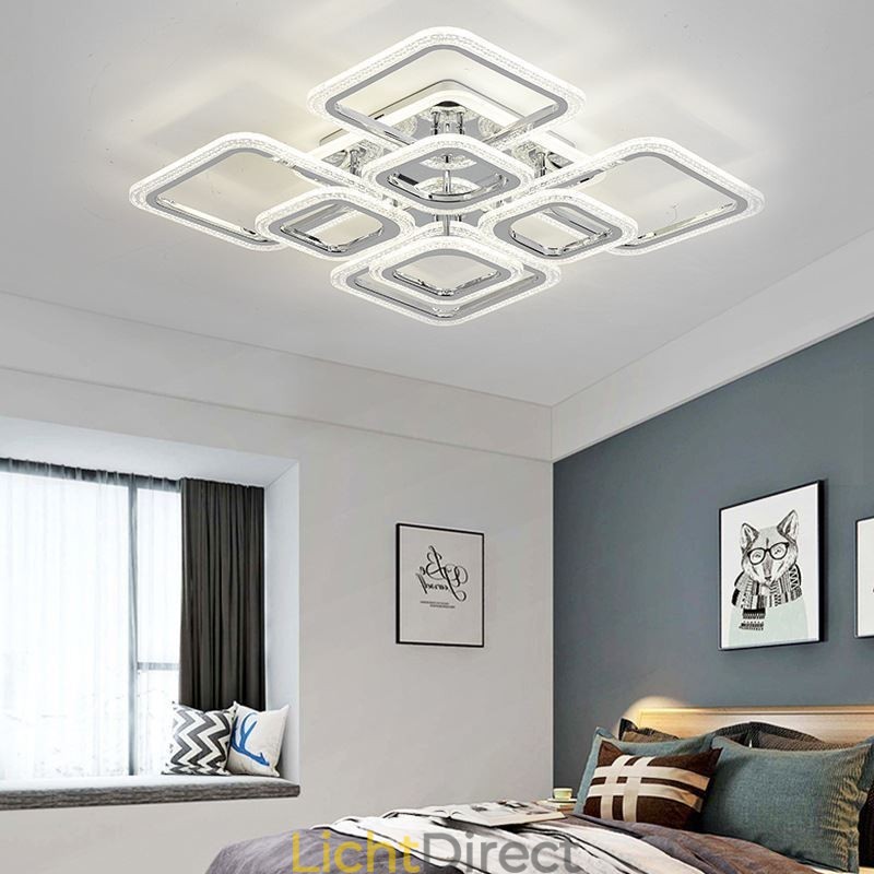 Inbouw plafondlamp van acryl, vierkant, chroom, 8 lampen