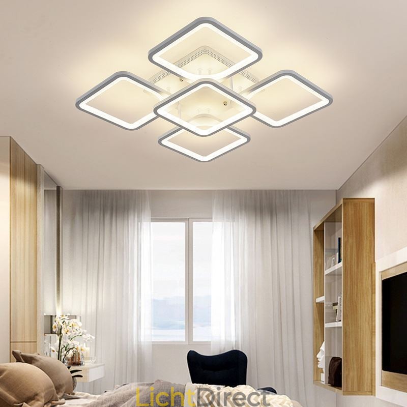 Inbouw witte vierkante plafondlamp van acryl met 5 lampen en 8 lampen