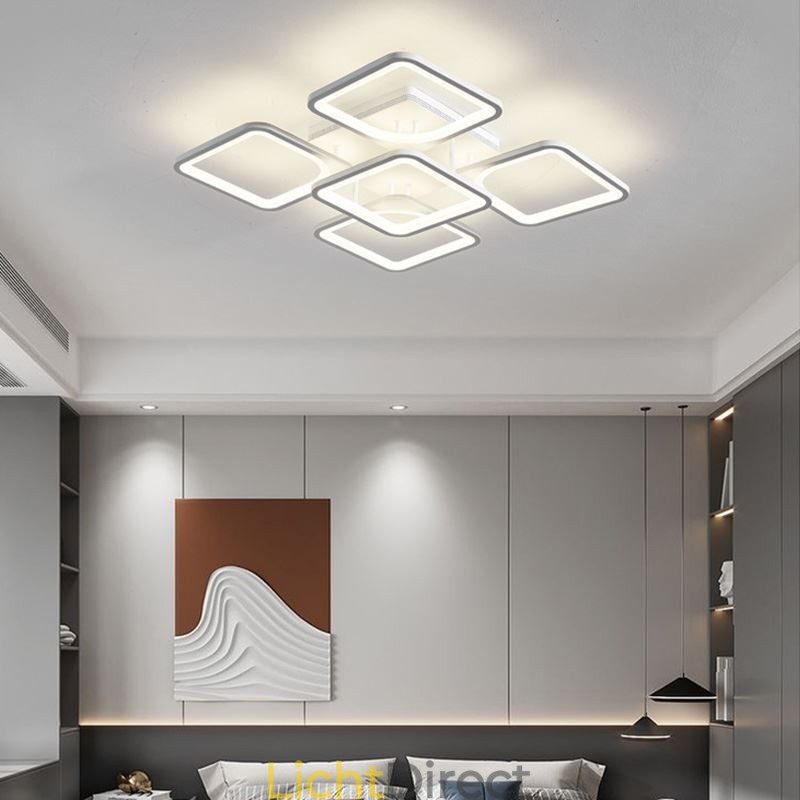 Inbouw witte vierkante plafondlamp van acryl met 5 lampen en 8 lampen