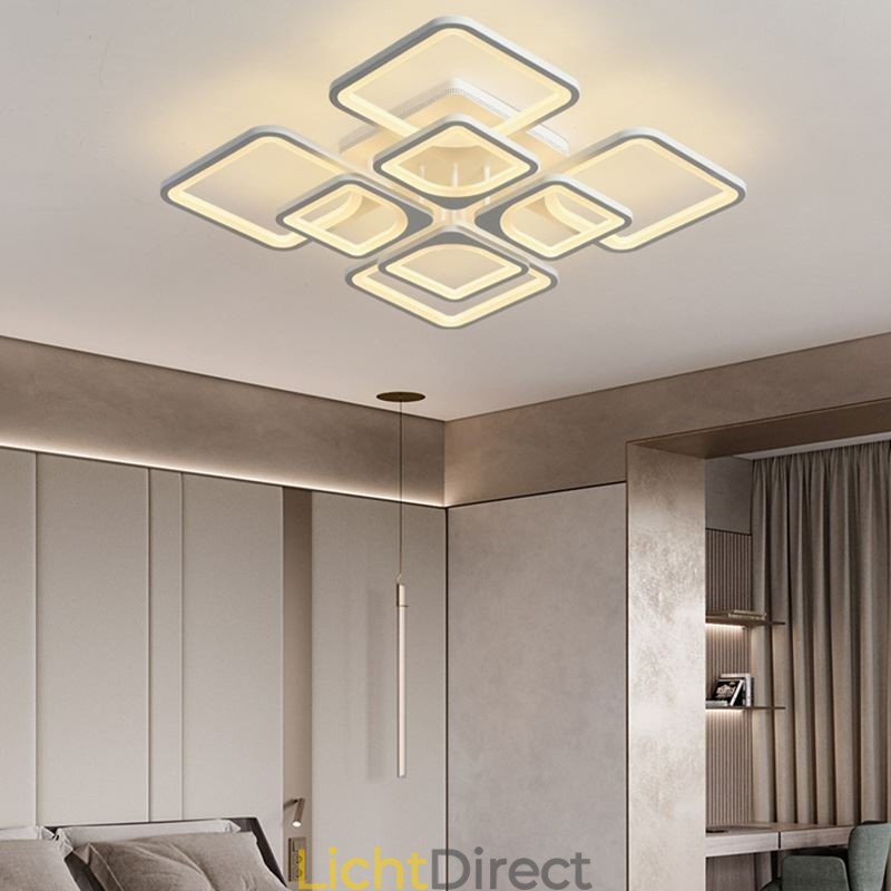 Inbouw witte vierkante plafondlamp van acryl met 5 lampen en 8 lampen