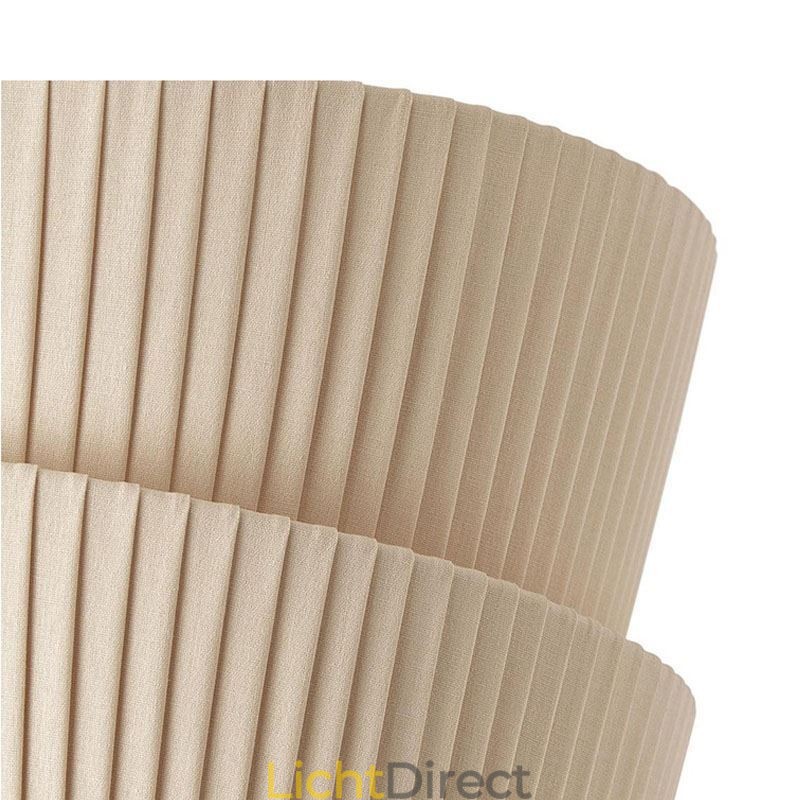 Wabi Sabi plafondlamp met dubbele laag stoffen kap in Franse crèmestijl