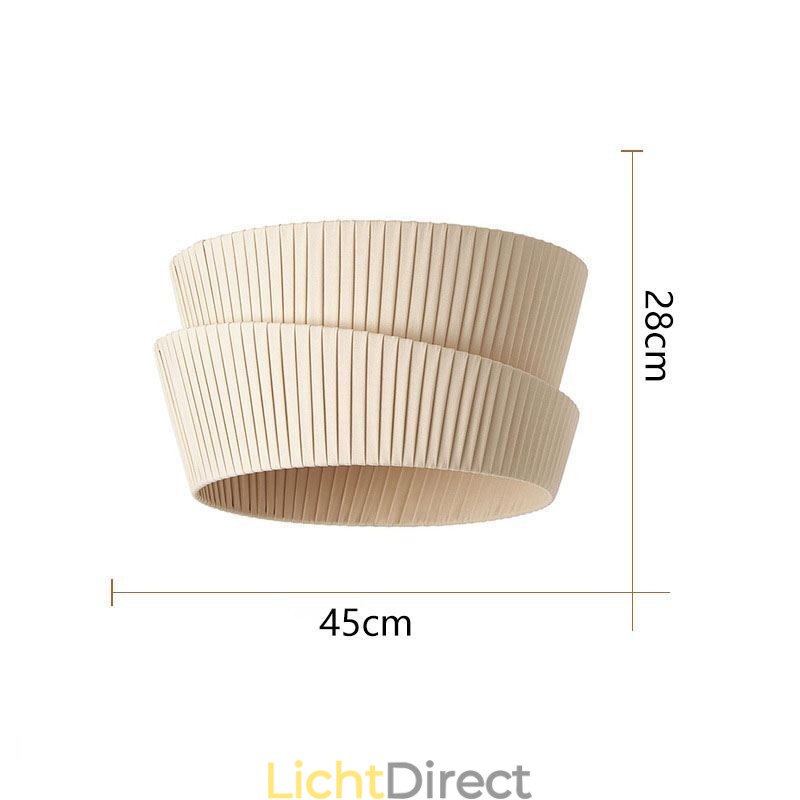 Wabi Sabi plafondlamp met dubbele laag stoffen kap in Franse crèmestijl