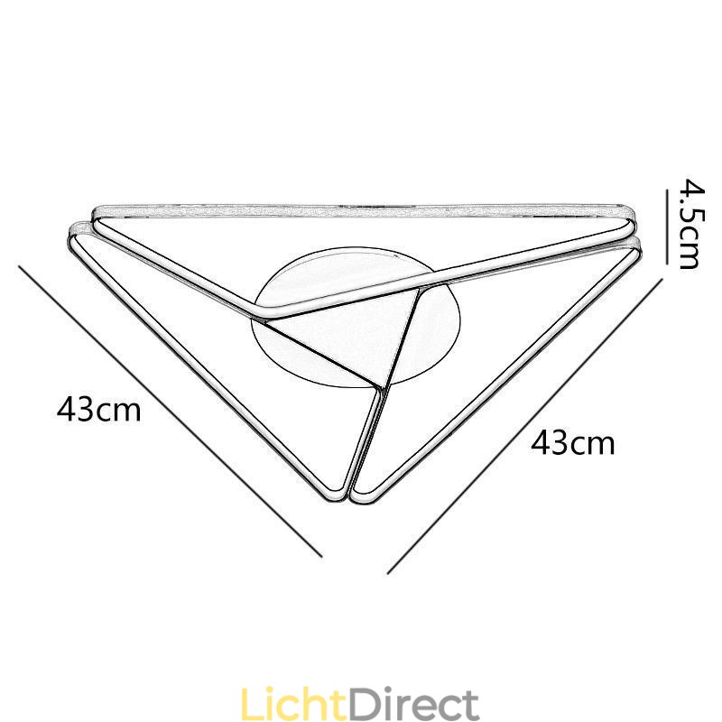 Minimalistische plafondlamp in driehoekvorm