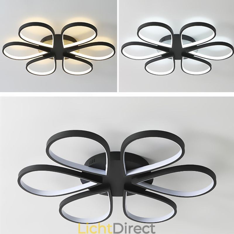 Minimalistische plafondlamp in de vorm van een klaverblad