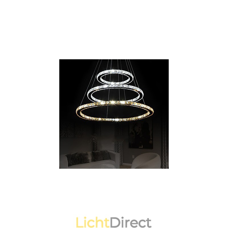 Hanglampen Amber en Helder K9 Kristallen Kroonluchter Verlichting met 3 Ringen