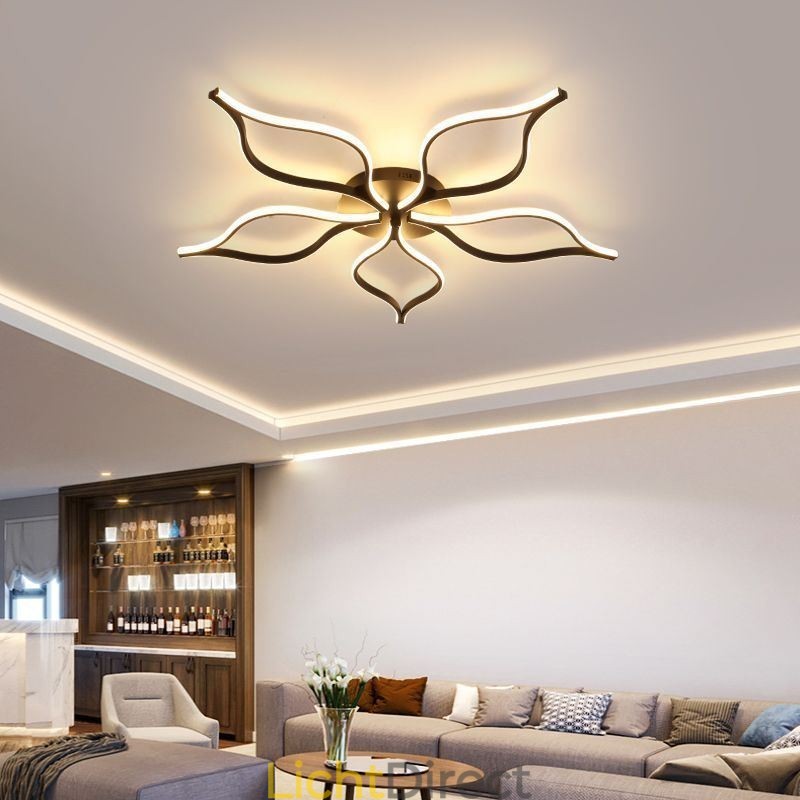 Minimalistische plafondlamp met vijfbladige bloemen