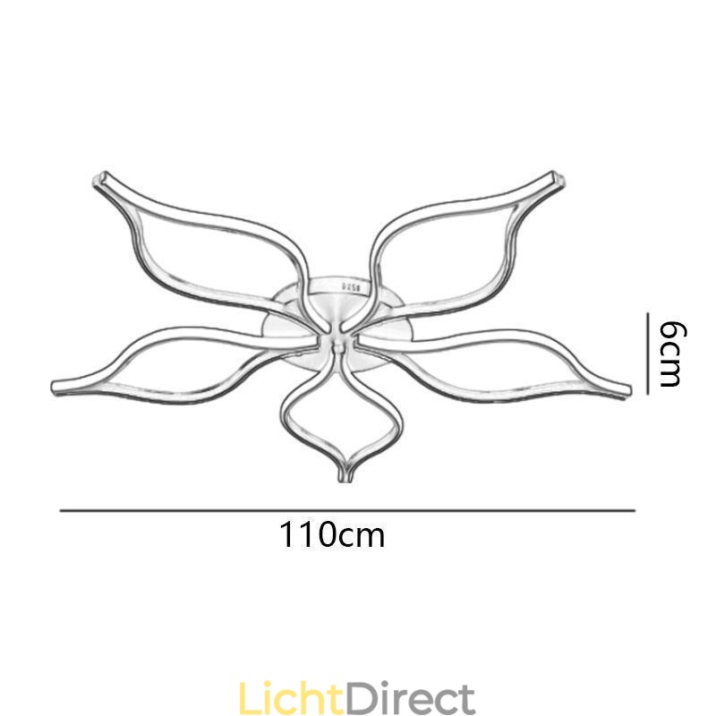Minimalistische plafondlamp met vijfbladige bloemen