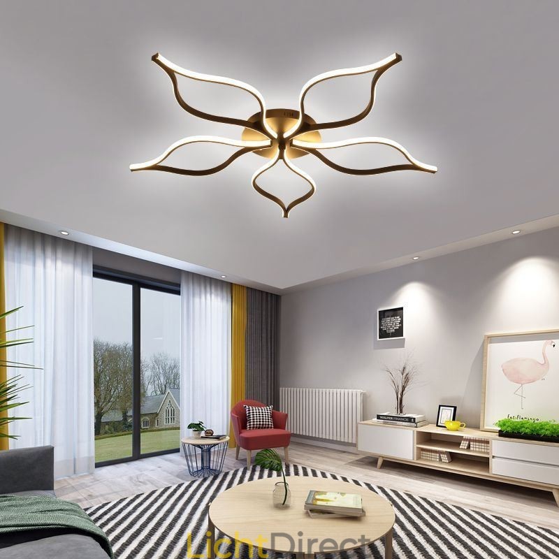 Minimalistische plafondlamp met vijfbladige bloemen