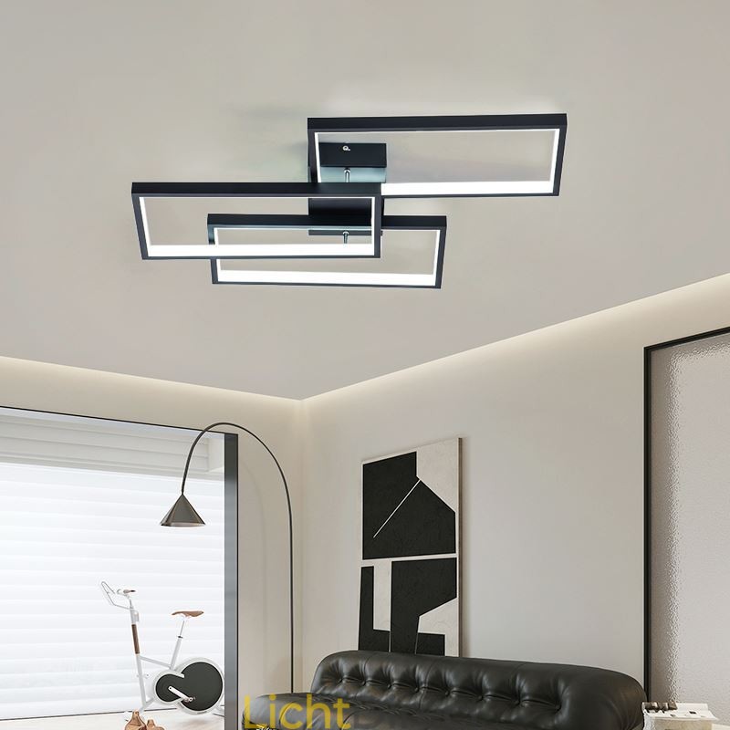 Inbouw plafondlamp van acryl, geometrisch rechthoekig