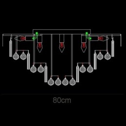 Kristallen plafondlamp met ronde kristallen en afstandsbediening, 80 cm