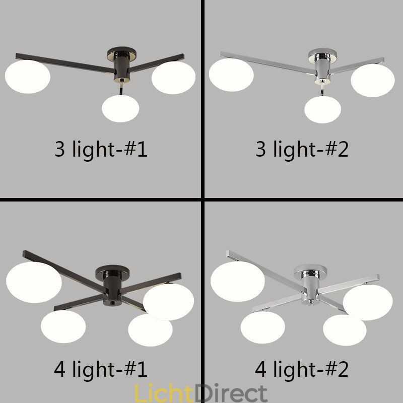 Nordic Glass Flush Mount Creatieve smeedijzeren plafondlamp