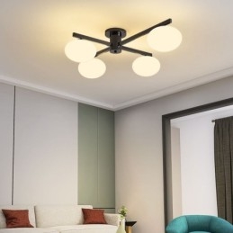 Nordic Glass Flush Mount Creatieve smeedijzeren plafondlamp