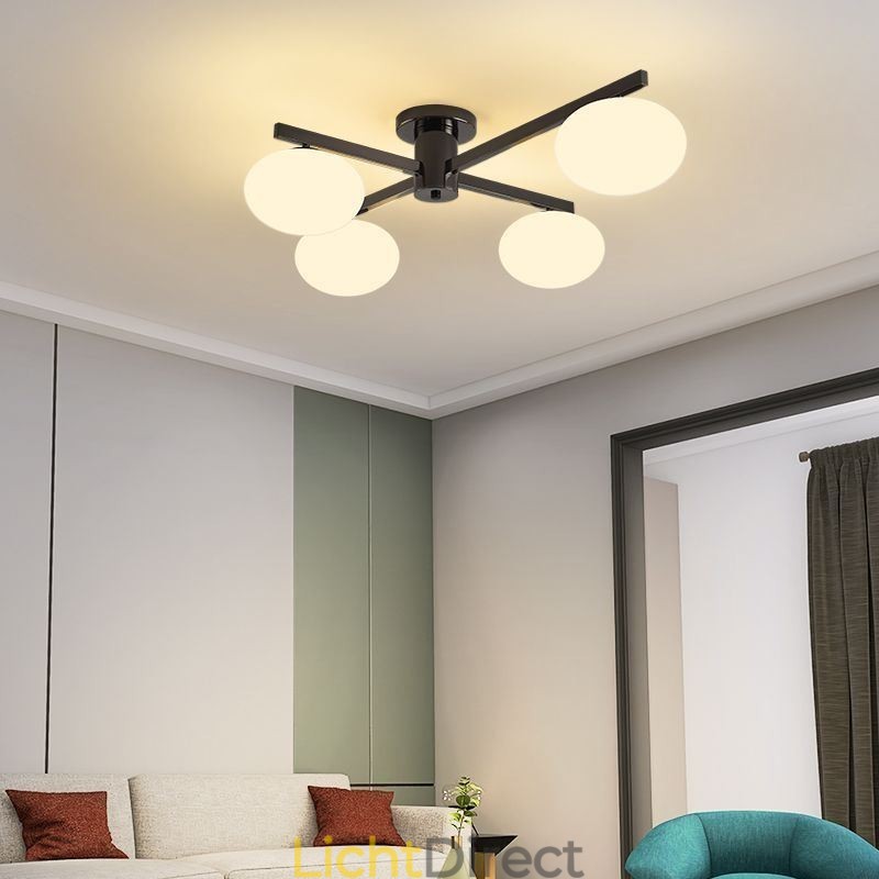 Nordic Glass Flush Mount Creatieve smeedijzeren plafondlamp