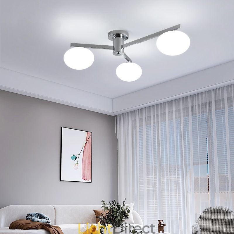 Nordic Glass Flush Mount Creatieve smeedijzeren plafondlamp